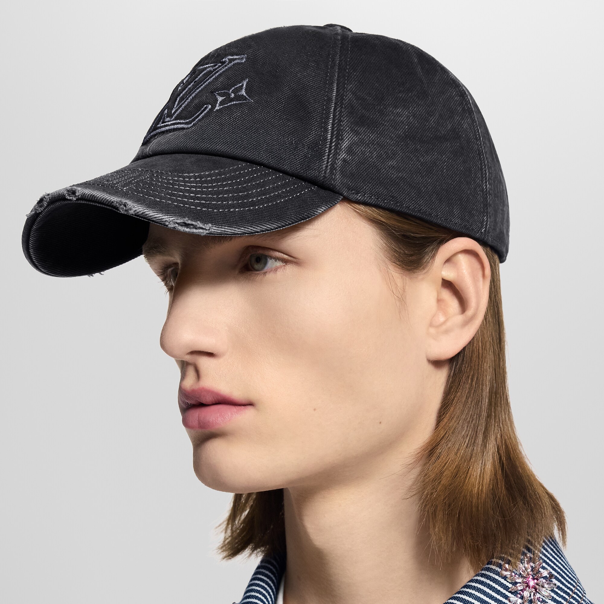 Shop LOUIS VUITTON LV Denim Washed Cap at Beverly Center in Los